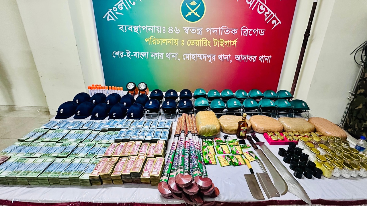 রাত ৩টায় জেনেভা ক্যাম্পে অভিযান, মাদক ও অস্ত্রসহ ১ কোটিরও বেশি টাকা উদ্ধার